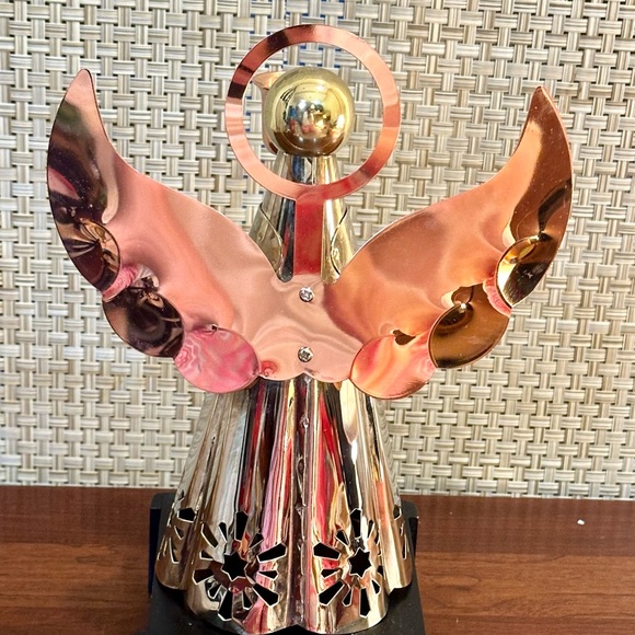 🎄🌟2xHP🌟VTG 1990s Copper & Brass Angel Candlestick Holder Home For Holidays - Picture 6 of 13